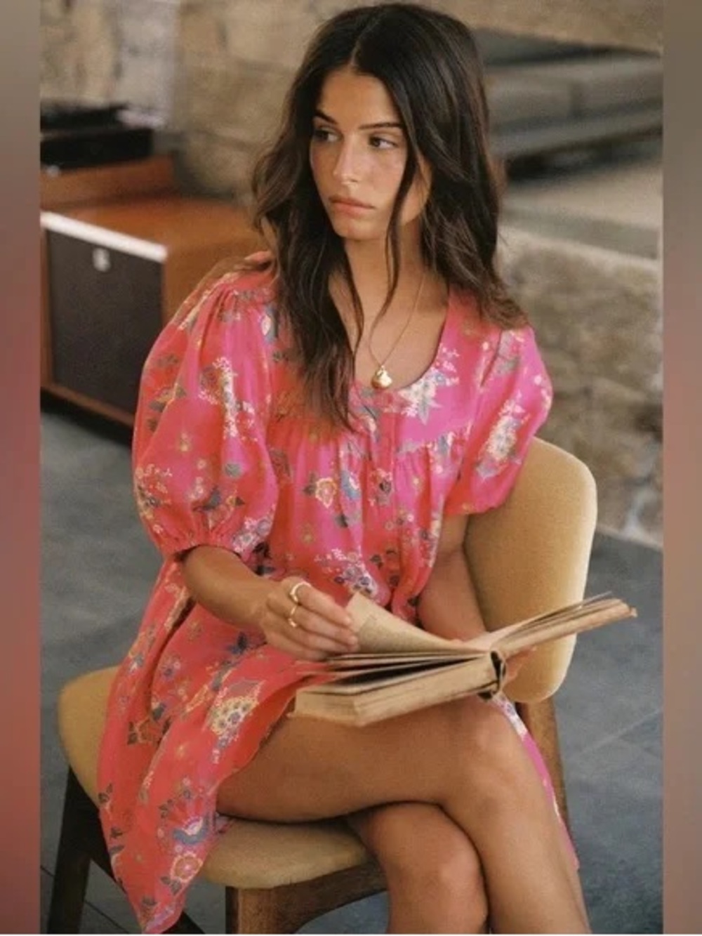 Spell Solstice Linen Tunic Dress in Rose